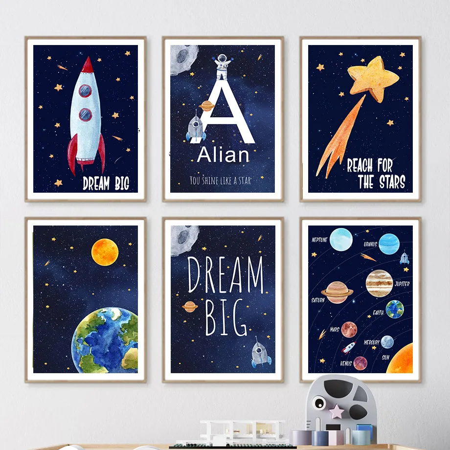 Kids Education Name - 1 stuk canvas schilderij met aangepaste
